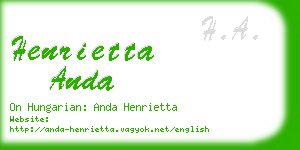 henrietta anda business card